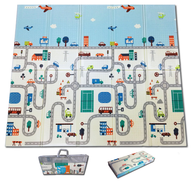 Fun N Well Foldable XPE Baby Play Mat | King Size 197x178x1cm (Colourful Pony / City)