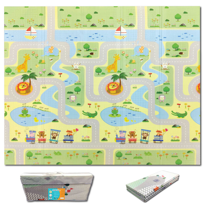 Fun N Well Foldable XPE Baby Play Mat | King Size 197x178x1cm (Animal Park / Lucky Star)